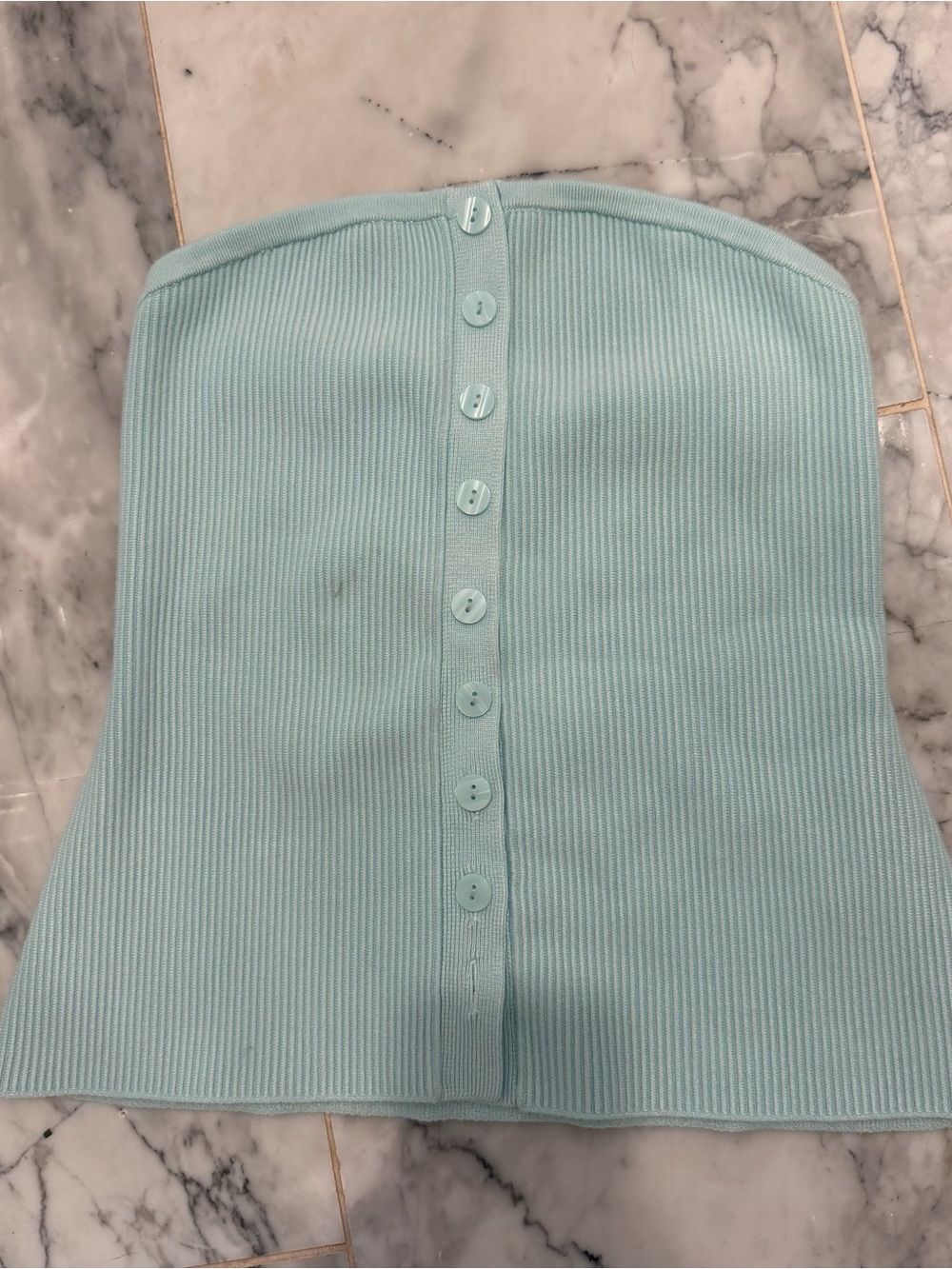 Abercrombie & Fitch Light Aqua Ribbed Button-Front Tube Top